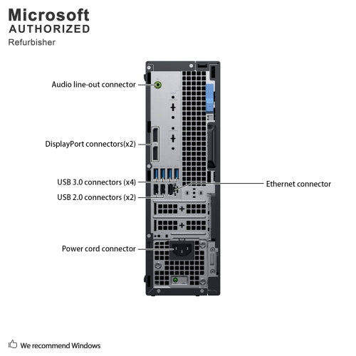 Refurbished (Good) - Dell OptiPlex 5070 SFF, Intel Six Core i5 9500 up to 4.4 GHz, 16 GB DDR4 RAM, 512 GB SSD, Windows 10 Pro 64 Bit (EN/FR/ES)
