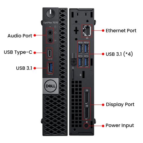 Refurbished (Excellent) - Dell OptiPlex 7070 Micro Desktop | i5-8500T | 16GB RAM | 512GB SSD | Win 11 Pro | Built-in Wi-Fi | Wireless KB & Mouse