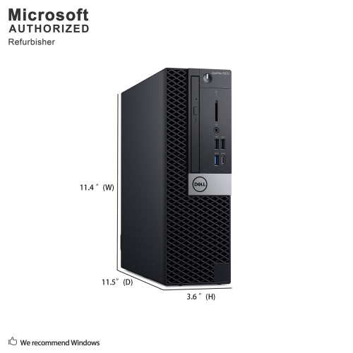 Refurbished (Good) - Dell OptiPlex 5070 SFF, Intel Six Core i5 9500 up to 4.4 GHz, 16 GB DDR4 RAM, 512 GB SSD, Windows 10 Pro 64 Bit (EN/FR/ES)
