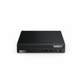 Black Lenovo ThinkCentre mini PC on a white background