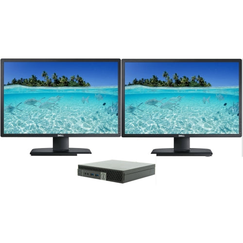 (Refurbished Excellent) Dell OptiPlex 5050 Micro – Core i5‑7500T (Tiny Desktop)| 32GB RAM | 1TB SSD | Windows 11 Pro | Dual (2) Dell Monitors 22 Inches