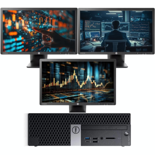 Refurbished Excellent 🔥 Ultimate Trading & Office Productivity Setup | Dell 7070 SFF i5-9500 | 64GB RAM | 2TB SSD | Win 11 Pro | 3x 23