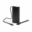 A black Dell USB-C charger with cable and connector.