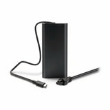 A black Dell USB-C charger with cable and connector.