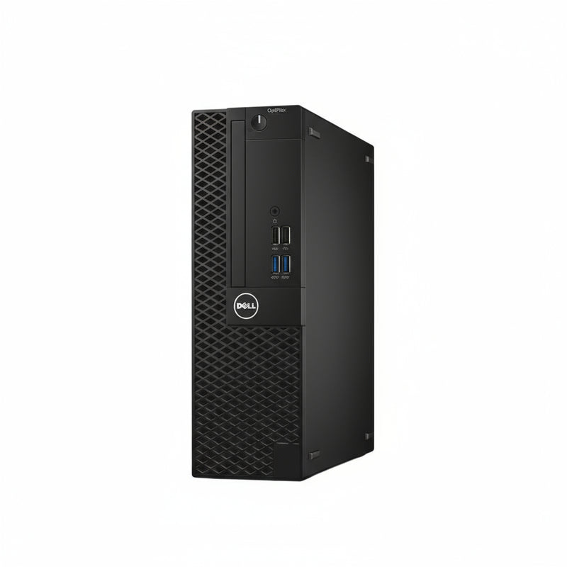 Dell OptiPlex 5050 Small Form Factor desktop computer, black in color, with visible ports and drives.