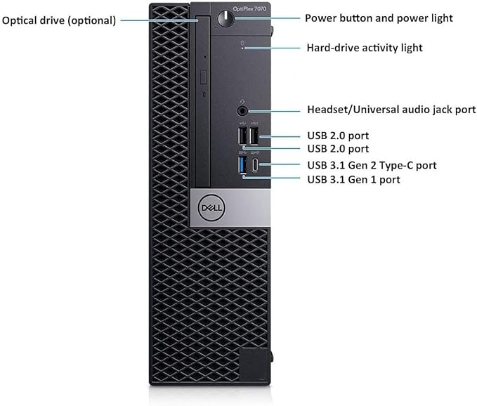 Dell Optiplex 7070 SFF Desktop PC - Intel i5-9500 6-Cores 3.30GHz Up to 4.4Ghz | 32GB DDR4 1TB NVMe M.2 SSD | WiFi + BT | HDMI Adapter | Windows 11 Pro -(Renewed)