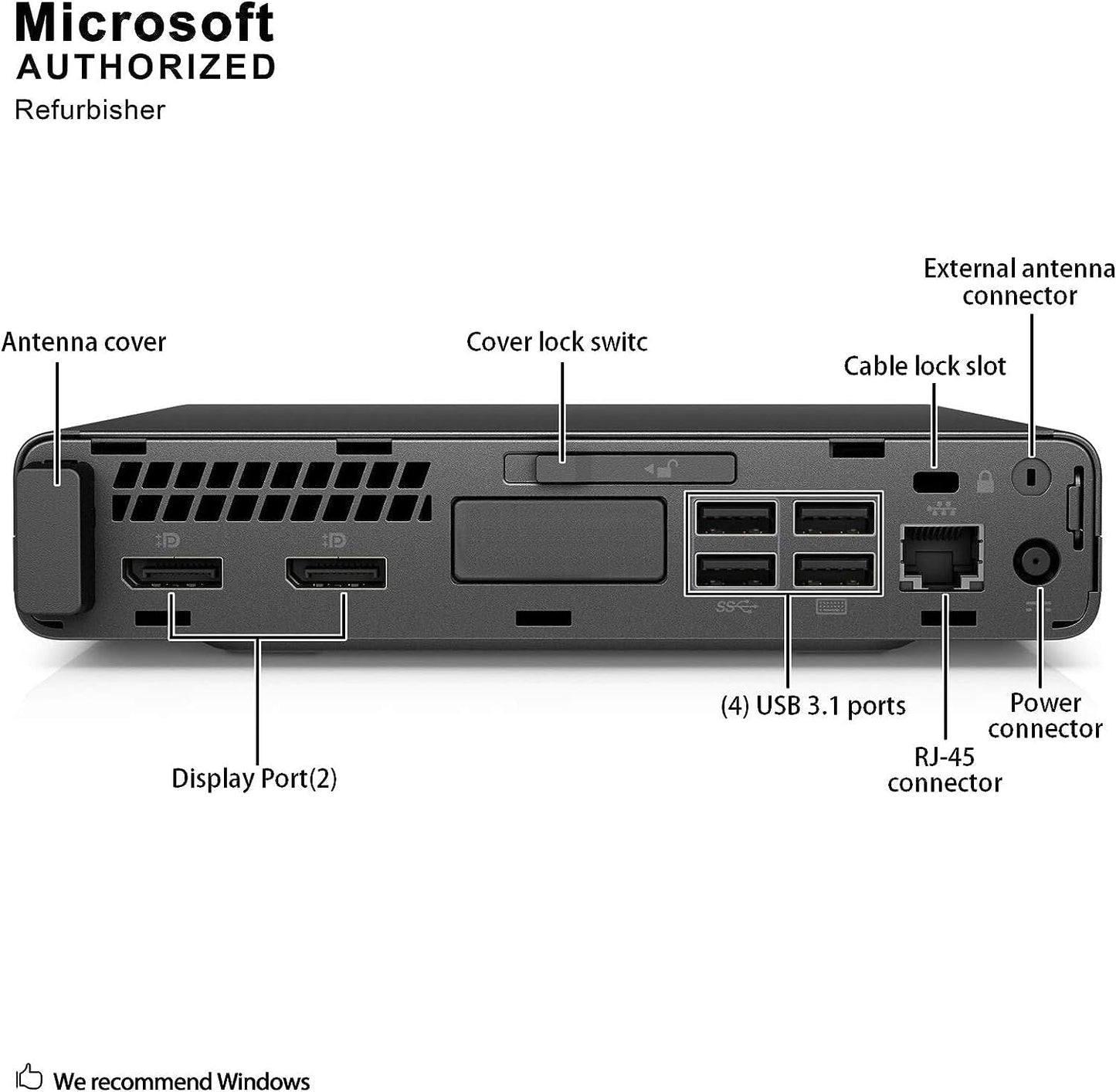 HP Prodesk 600 G3 Micro Computer Mini PC, Intel Quad Core i5-6500T 2.5GHz, 16GB DDR4 RAM, 256GB SSD, WiFi, Wired Keyboard and Mouse, Windows 10 Pro