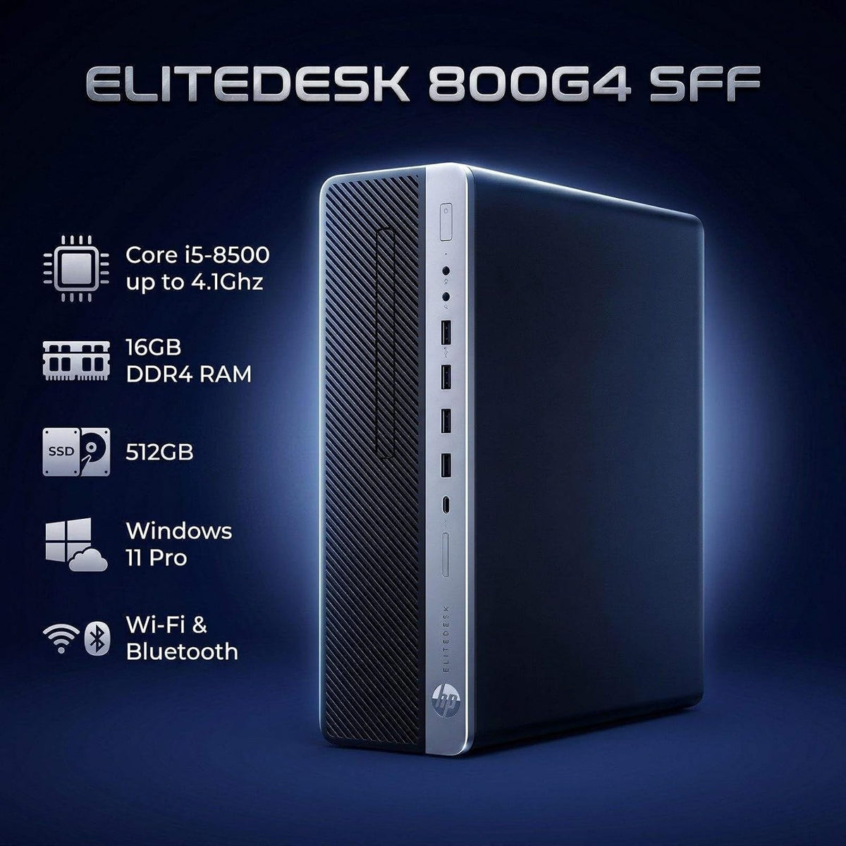 HP EliteDesk 800 G4 SFF – Core i5/i7 8th Gen, 8–16GB RAM, 256GB–512GB SSD – Excellent {{Product vendor}} PC Refresh World Desktop