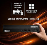 Lenovo ThinkCentre M75q Gen 2 Tiny front view with front ports and window 11 tag