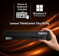 Lenovo ThinkCentre M75q Gen 2 Tiny front view with front ports and window 11 tag