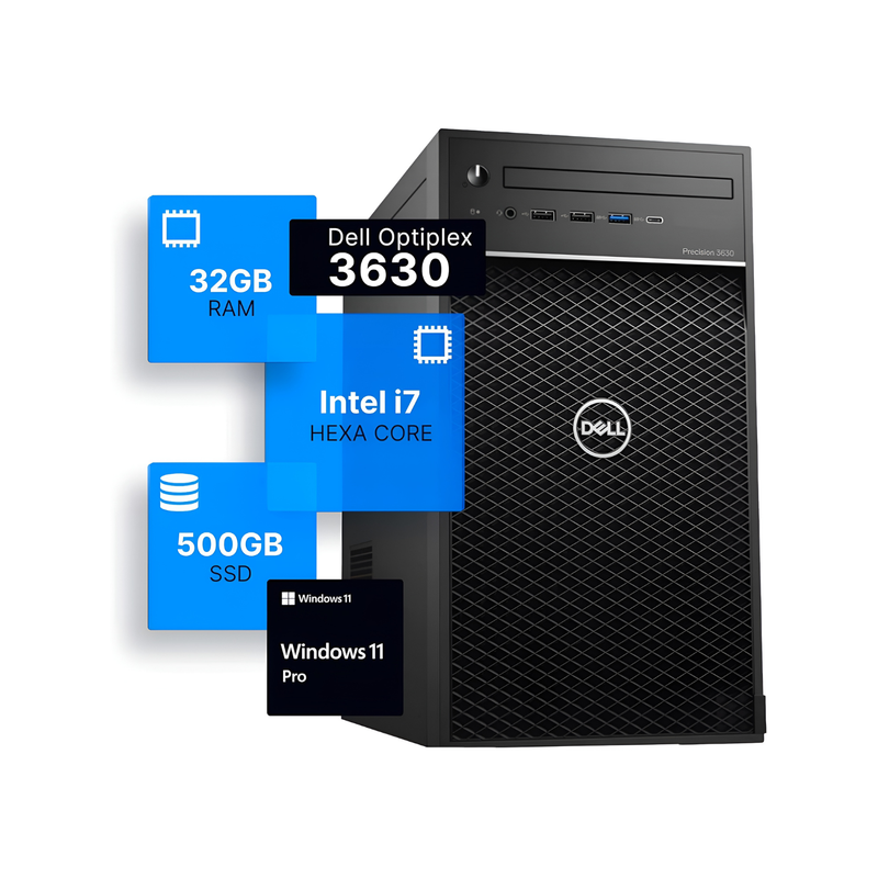 Dell Precision 3630 Tower Desktop | Intel Core i7-8700 | 32GB DDR4 RAM | 500GB SSD | Windows 11 Pro | Renewed - PCrefresh