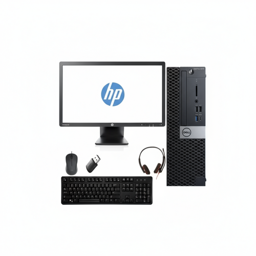 Refurbished (Excellent) Dell OptiPlex 5070 SFF Desktop | Intel Core i5-8400, 16GB RAM, 512GB SSD, Windows 11 Pro + HP 23” Monitor, Keyboard, Mouse, Platronx Headphones