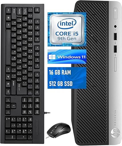 HP ProDesk 400 G6 SFF Desktop Computer Business Desktop PC, Core i5-9500 3.0GHz up to 4.4GHz, 16GB RAM, 512GB SSD, Keyboard & Mouse, WiFi, Windows 11 Pro 64-bit