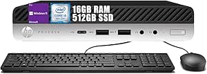 HP ProDesk 600 G5 Mini Desktop Computer PC, 9th Gen Hexa-Core i5-9500T, 16GB DDR4 RAM, 512GB SSD, Keyboard & Mouse, Bluetooth, WiFi, Windows 11 Pro