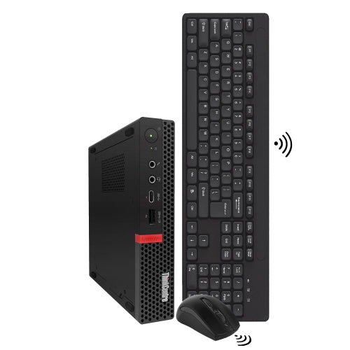 Refurbished (Good) - Lenovo ThinkCentre M720q Mini Windows 11 Pro Professional Desktop Computer Tiny PC (Intel Core i5 8th Gen/ 8GB DDR4 RAM/ 1TB NVMe SSD/ Wireless Keyboard Mouse)