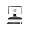 HP computer setup with monitor, desktop, keyboard, and mouse on a white background