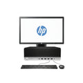 HP desktop computer with monitor, keyboard, and mouse on a white background